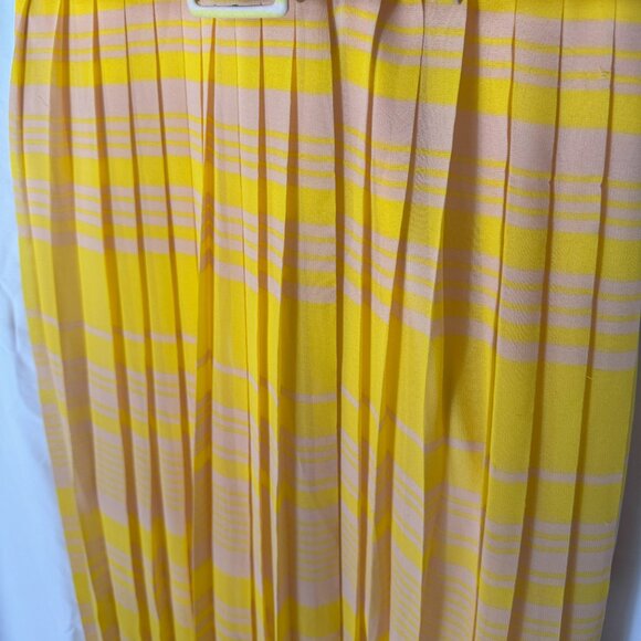 French Connection London Rock Yellow Pleated Maxi Dress – Size 8 - Picture 6 of 9